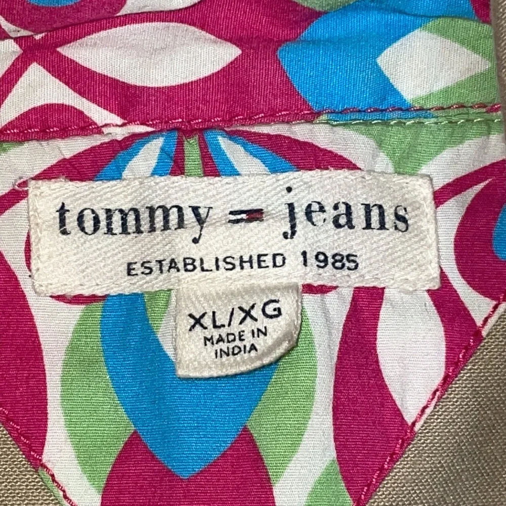 NEW Vintage Khaki Y2K Tommy Hilfiger Jeans  Cotton Tan Trench Coat Snap closur…